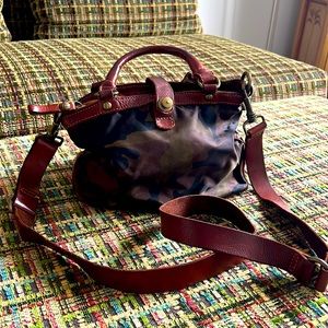 Campomaggi Brown Leather & Nylon Camo Crossbody Bag